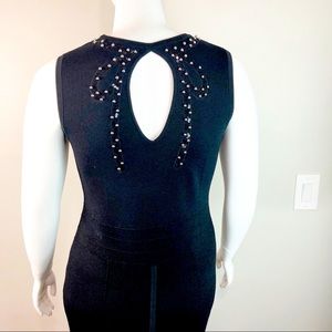 Eva Mendes XL Black Embellished Knit Midi Sheath Dress